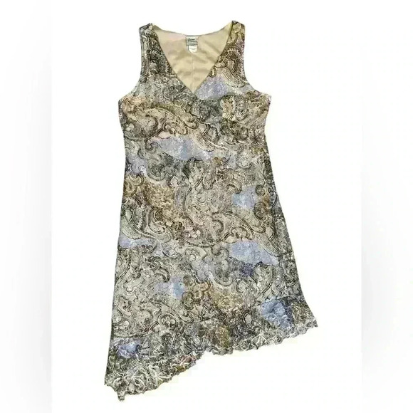 Giorgio Fiorlini Dress Vintage Y2K Lace Asymmetric V-Neck Slip Medium - Picture 4 of 8